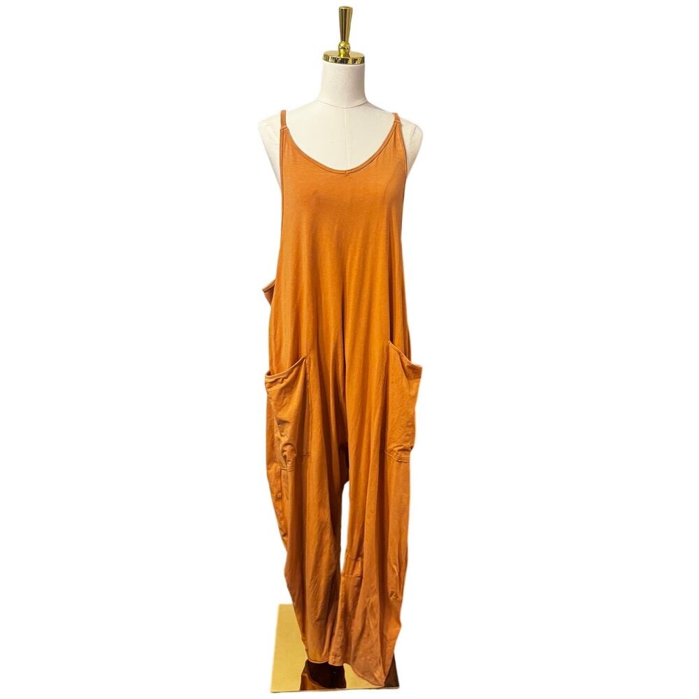 Free People Movement Hot Shot Onesie Jumpsuit Romper Toasted Coconut Orange L